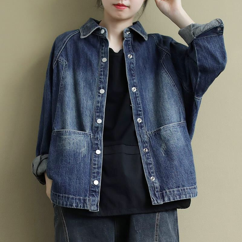 Simple Plus Size Loose Artistic Long Sleeve Coat