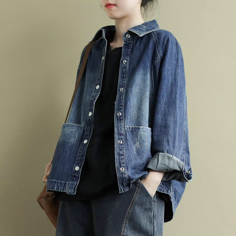 Simple Plus Size Loose Artistic Long Sleeve Coat