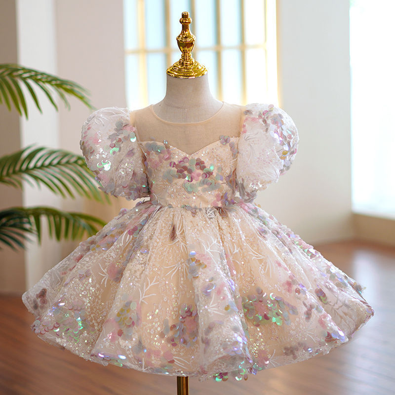 Girls Sequined Piano Costume Wedding Dress