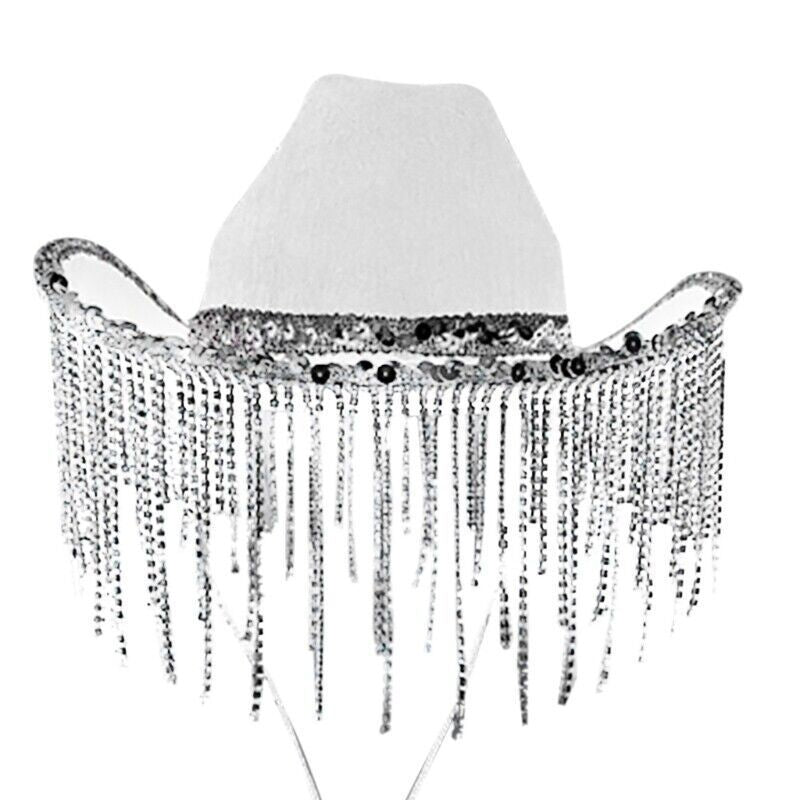 Pink Cowboy Hat Crown Western Girl's Cap Party Ball Silver Edge Wide Brim Hat