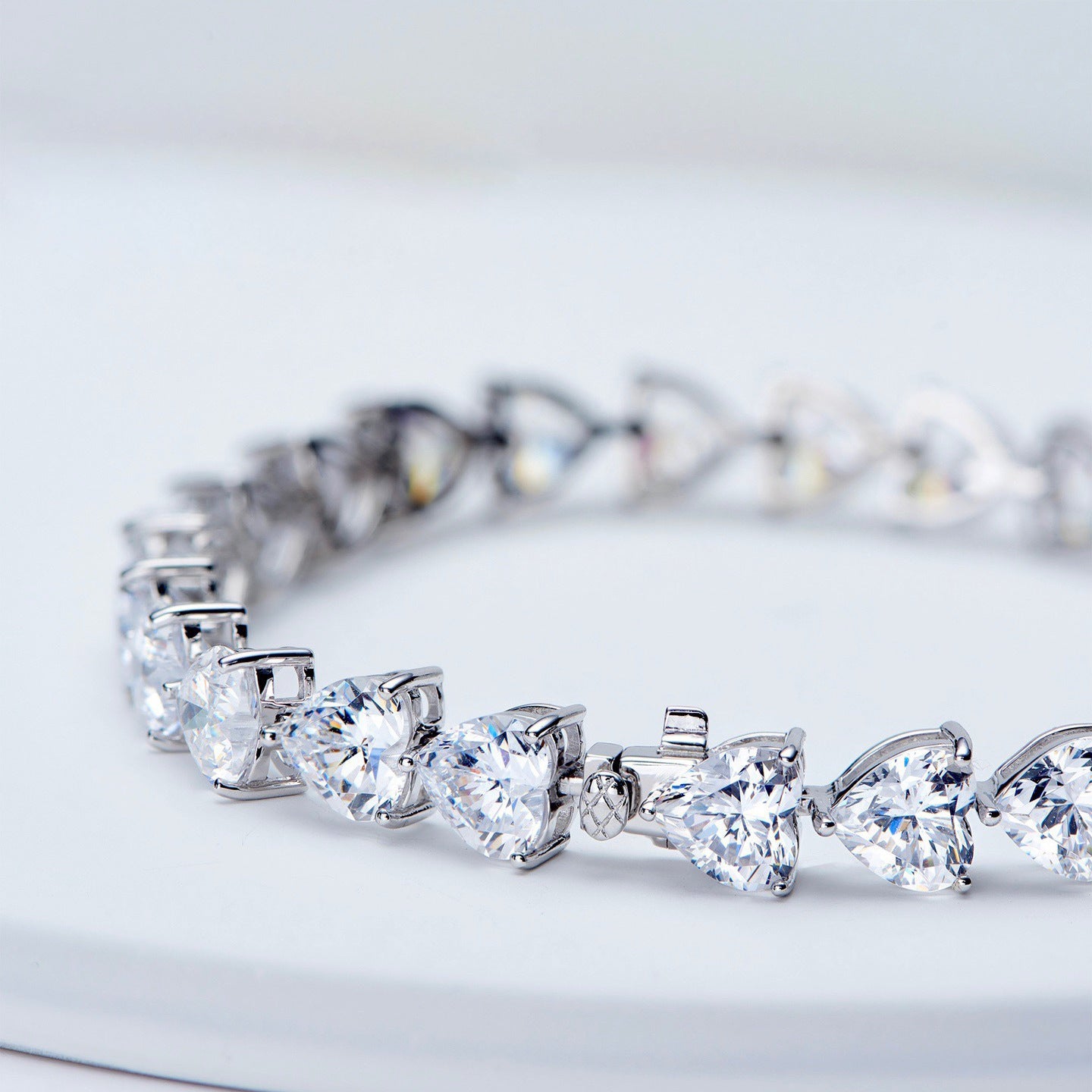 S925 Sterling Silver Bracelet Full Diamond Heart-shaped Bracelet Fashion