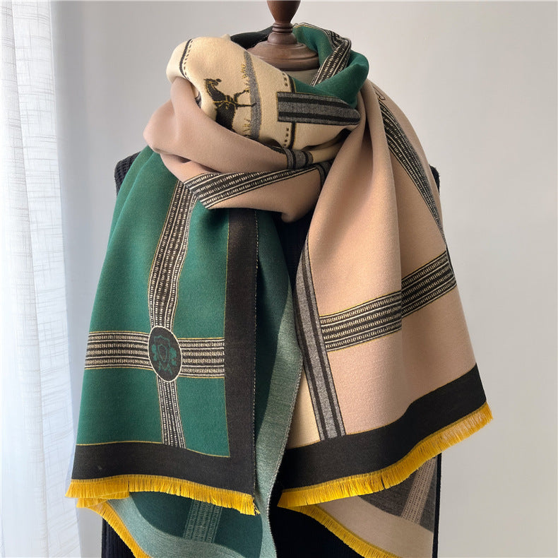 Women's Stitching Thickening Shawl Fashion