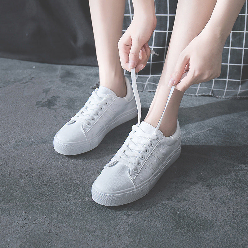Korean Style Flat Casual Single Shoes Student Breathable Lace-up Basic Sneakers Women