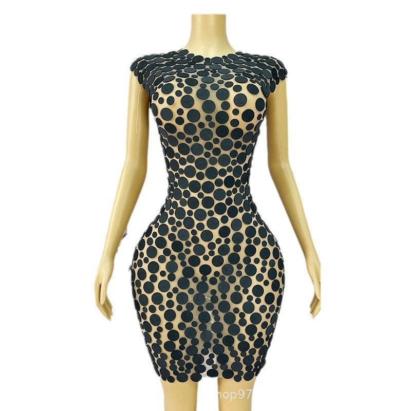 Round Sequins Slim-fit Sheath High-end Elegant Short Gowns Dress