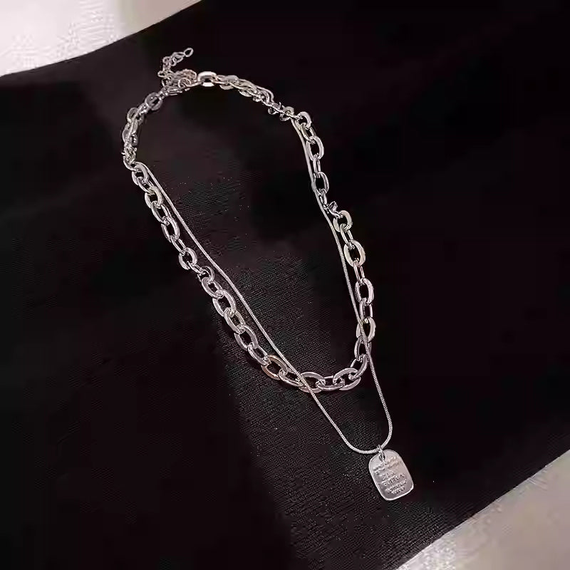 Letter Tag Double Layer Necklace