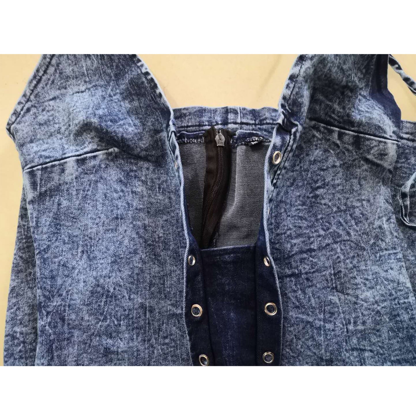 Women's Elastic Denim Tie Up Dress
