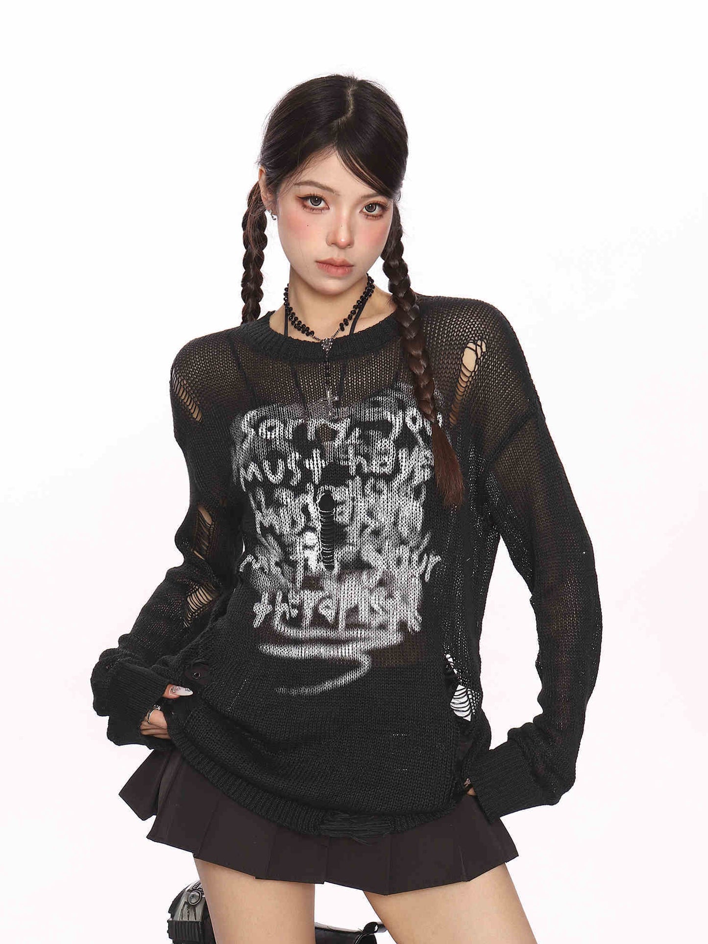 American Design Worn Hollow Sun Protection Sweater