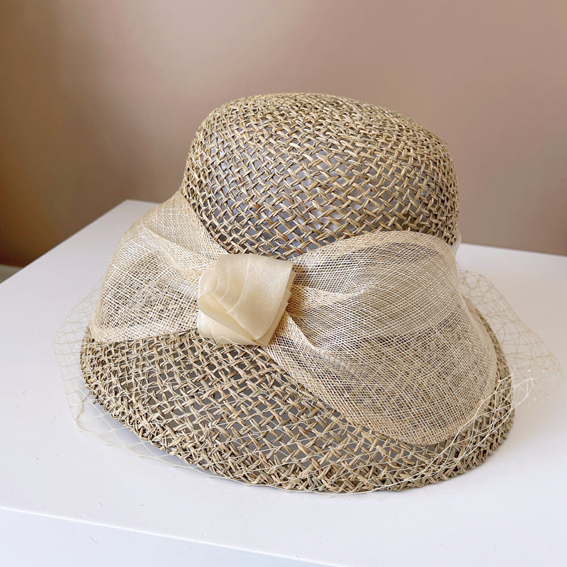 Cambric Big Bowknot Bucket Hat