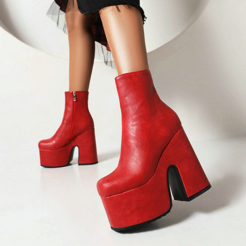 Slim High-heeled Fashion Boots With Side Zippers