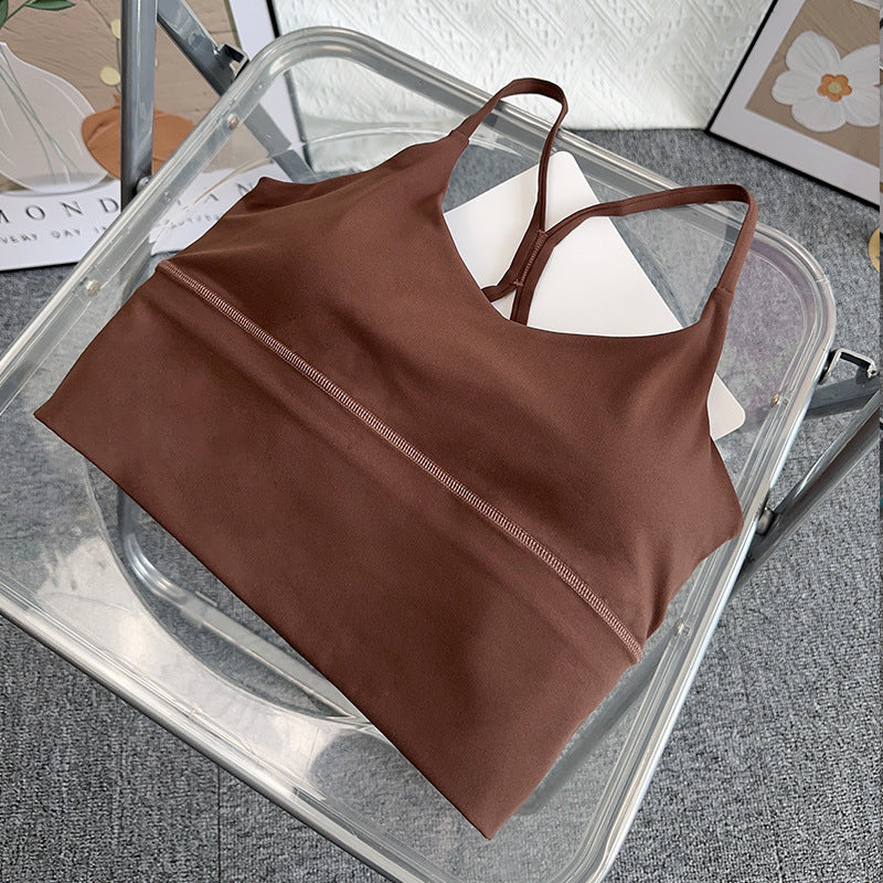 Women's Slim Shoulder Strap Solid Color Yoga Sports Vest