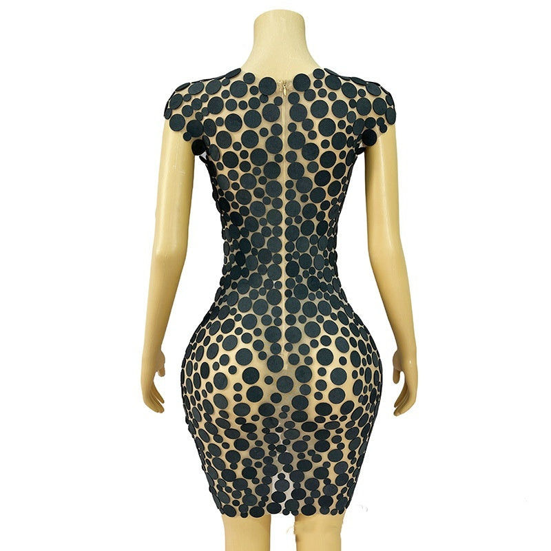 Round Sequins Slim-fit Sheath High-end Elegant Short Gowns Dress