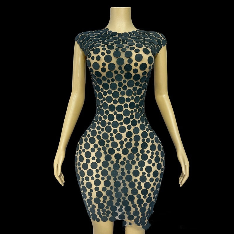 Round Sequins Slim-fit Sheath High-end Elegant Short Gowns Dress