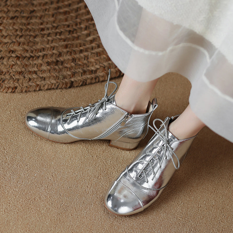 Martin Boots 5 Hole Lace Up Low Block Heel