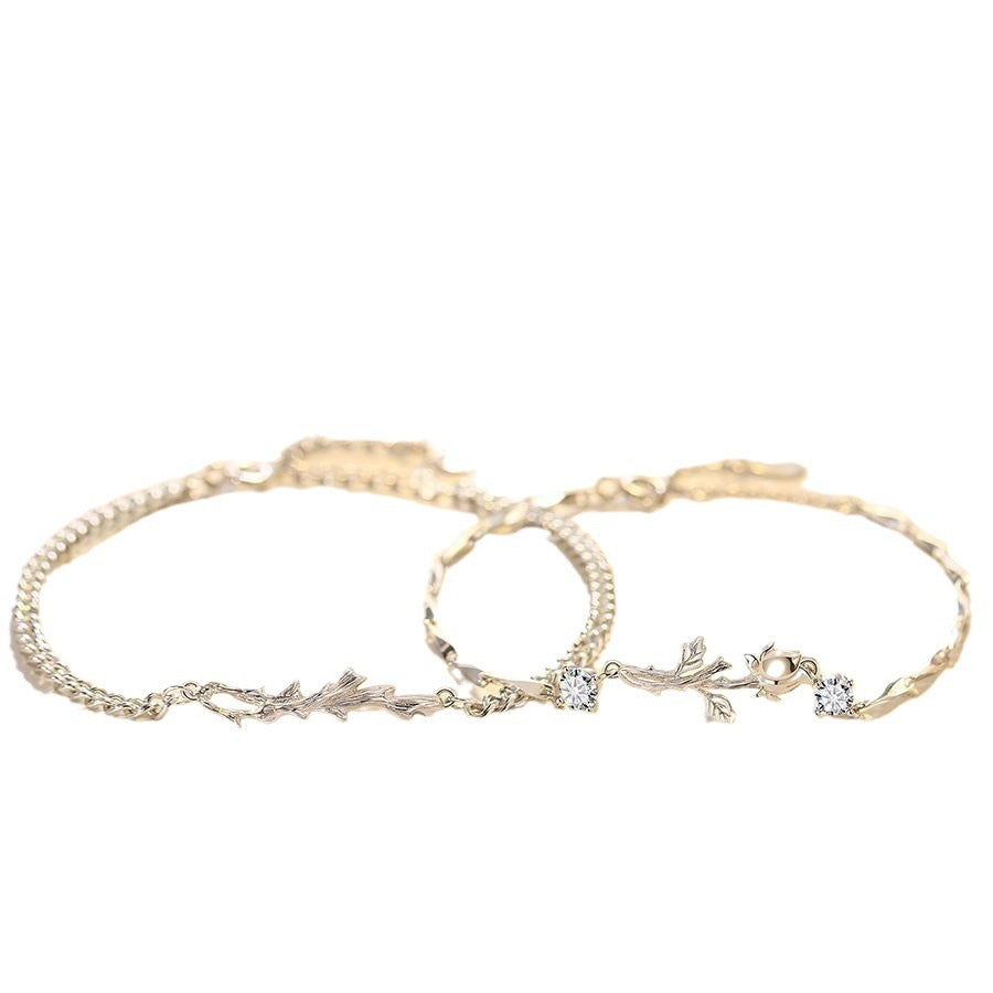 999 Sterling Silver Bracelet For Women's Light Luxury Niche