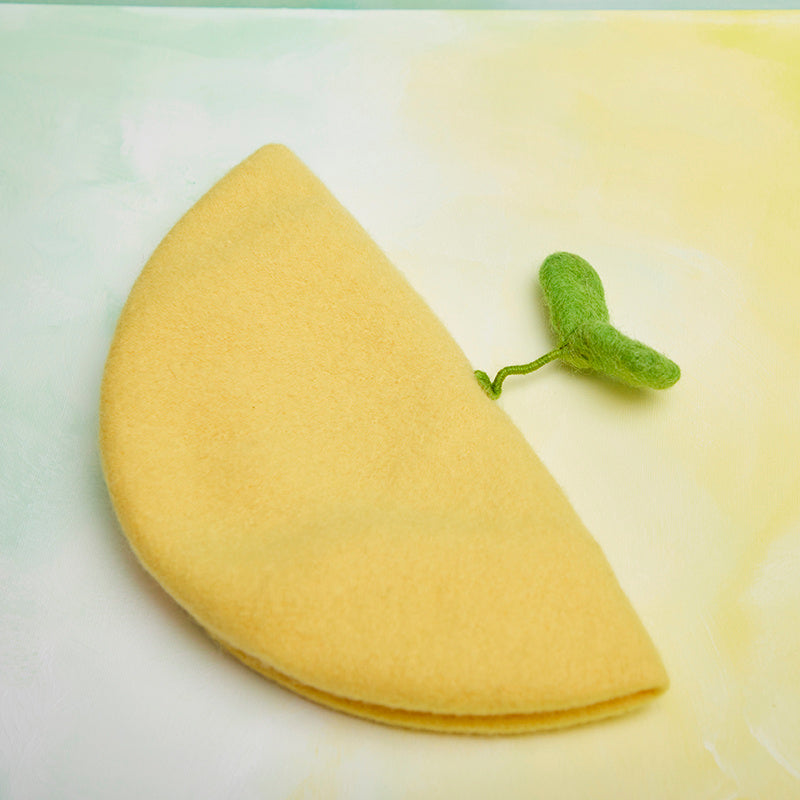 Handmade Wool Felt Cute Growing Green Bud Painter Beret All-match