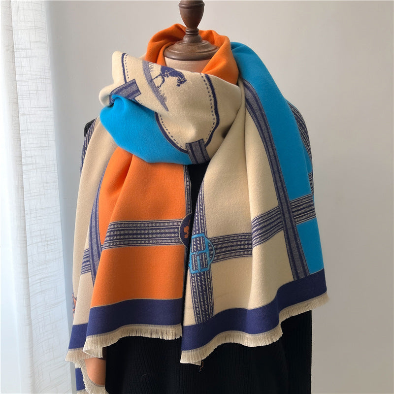 Women's Stitching Thickening Shawl Fashion
