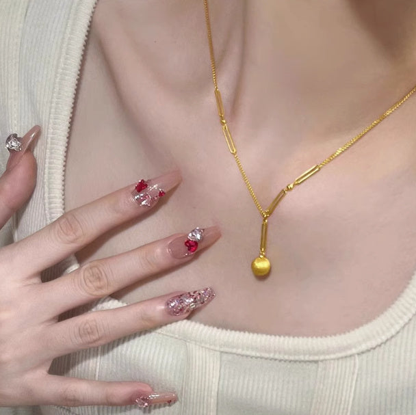 Lucky Beads Necklace Women With Ball And Bing Collarbone