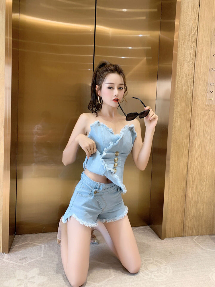 Sexy denim suit