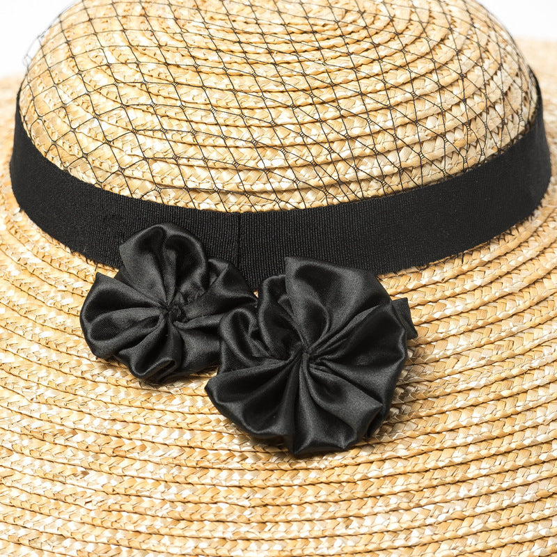 Spring And Summer New Retro Elegant Light Top Mesh Flower Straw Hat