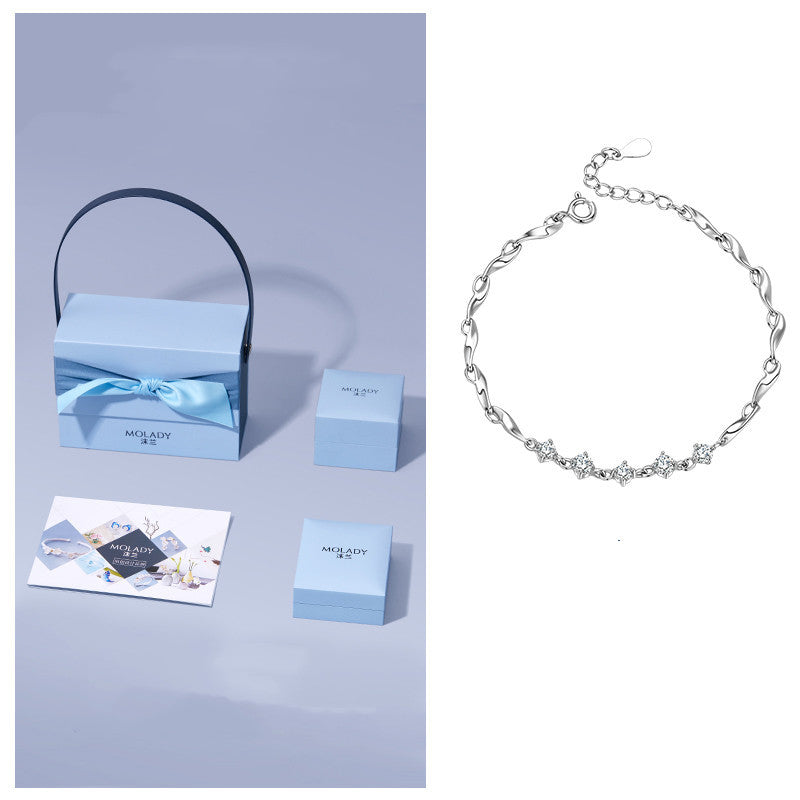 999 Sterling Silver Bracelet For Women's Light Luxury Niche