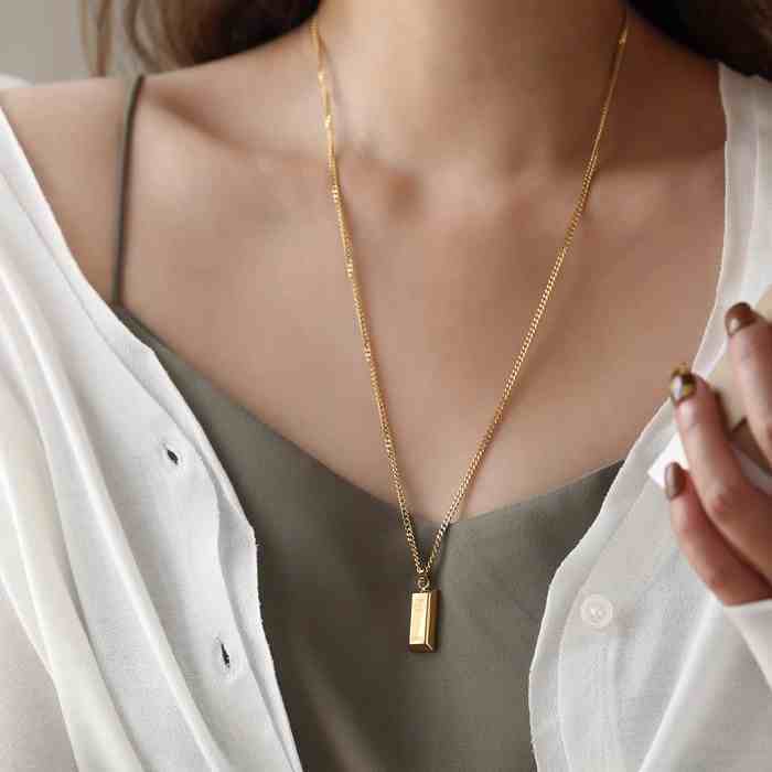 Special-interest Design Rich Small Gold Bar Long Necklace For Women