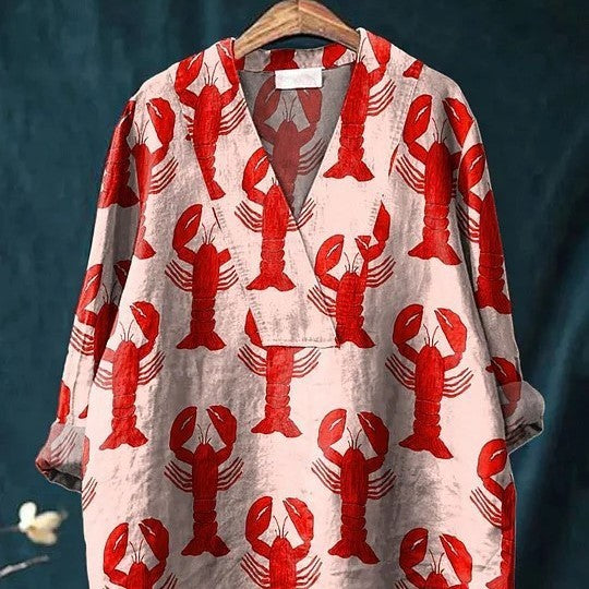 Fashion Digital Printing Large Wide V-neck Top