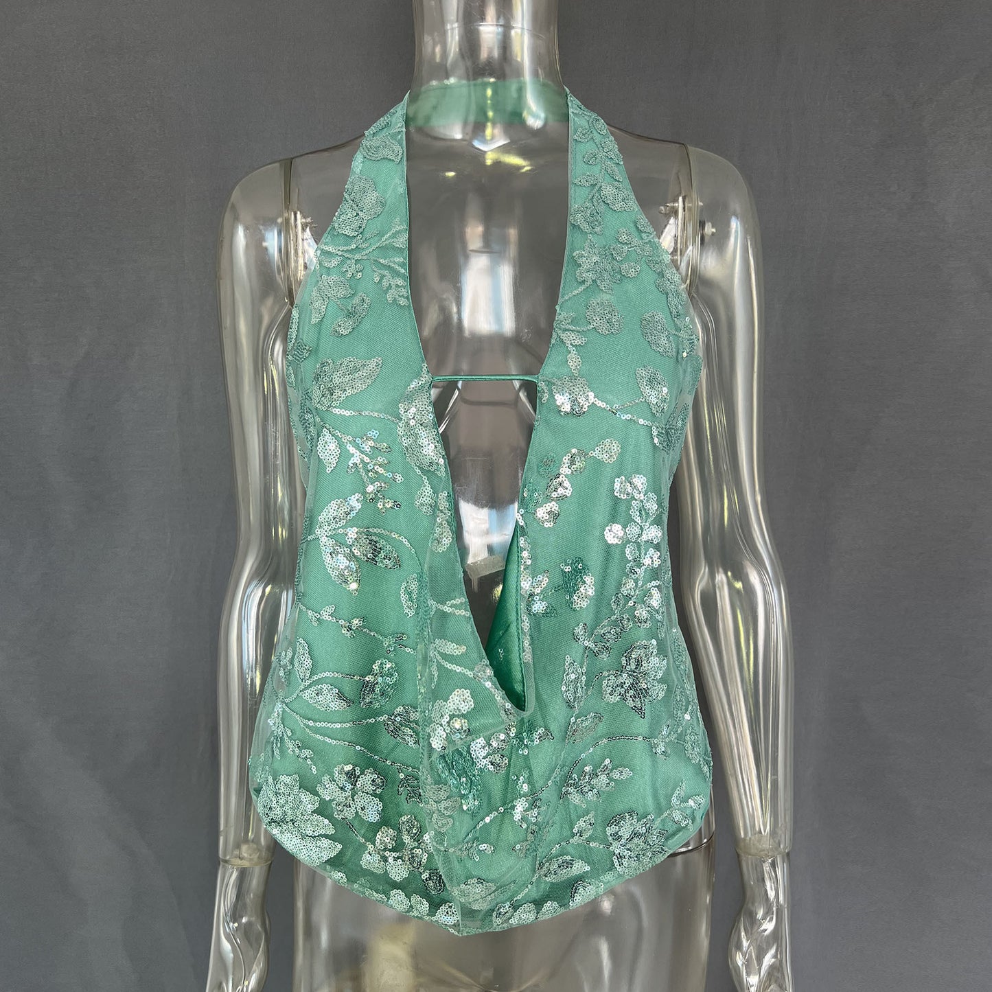 Women's Sexy Backless Sequined V-neck Top