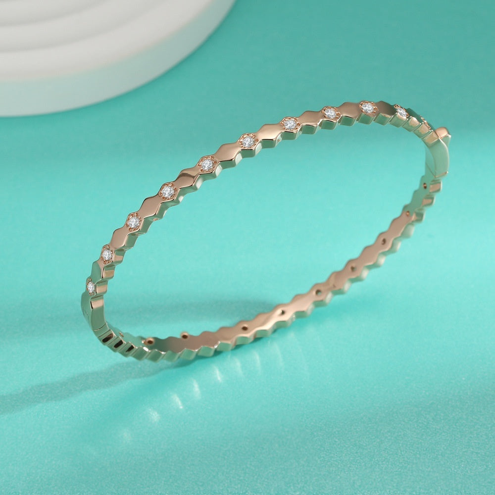 High Quality 925 Silver Moissanite Honeycomb Silver Bracelet