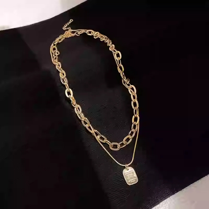 Letter Tag Double Layer Necklace
