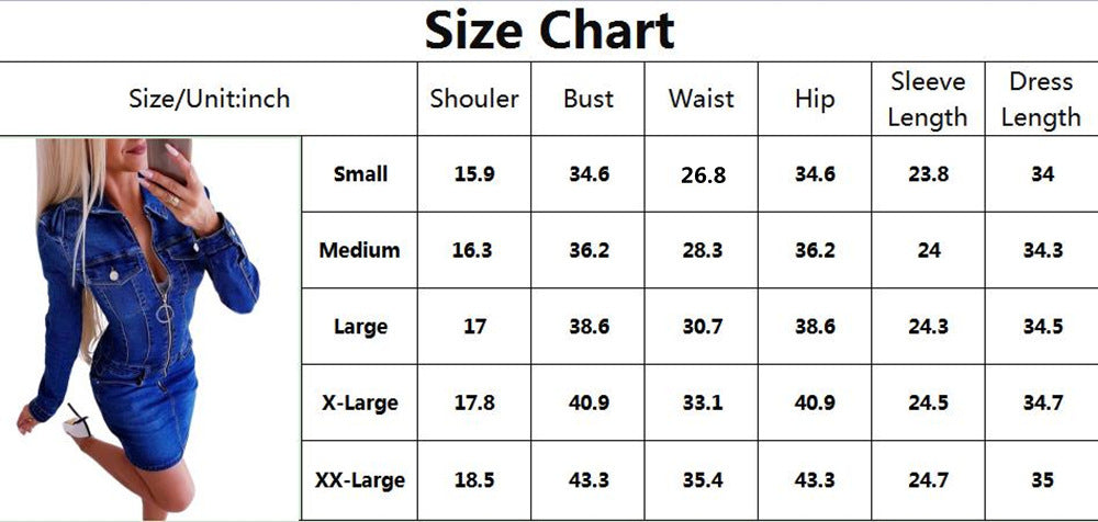 Women's Fashion Polo Collar Solid Color Denim Dress