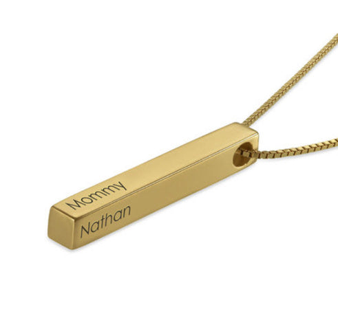 Long Square Three-dimensional Column Cross Copper Necklace