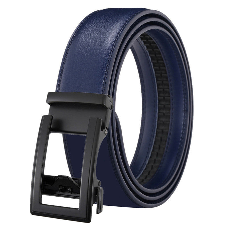 Men's Leather Belt Automatic Buckle Two-layer Cowhide Hollow