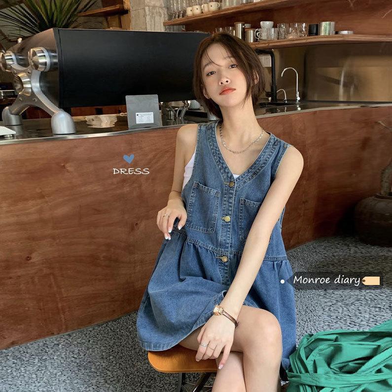 Women's Fashion Denim Brace Dress