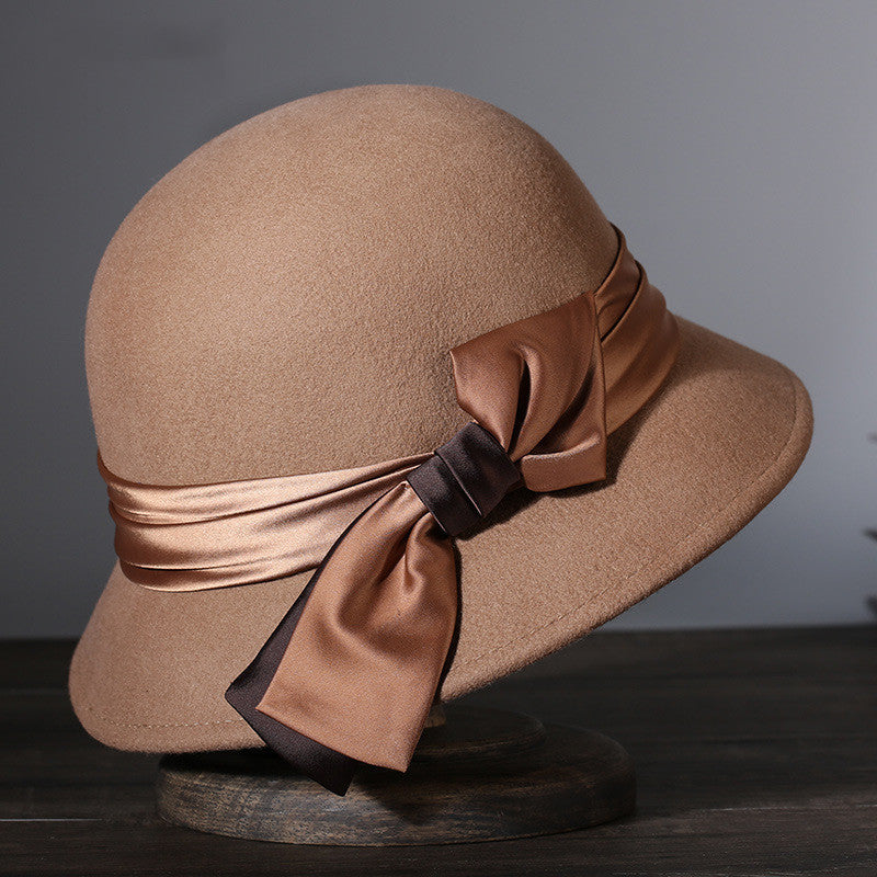 Japanese Black Retro Easy Matching Wool Warm Bucket Hat