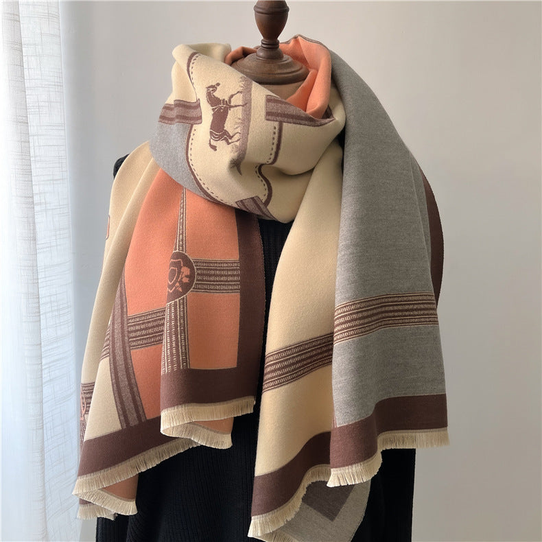 Women's Stitching Thickening Shawl Fashion