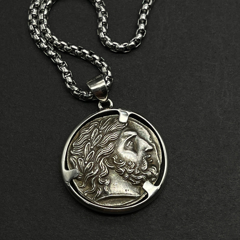 High-end Elegant Sterling Silver Men's Trendy Coin Necklace