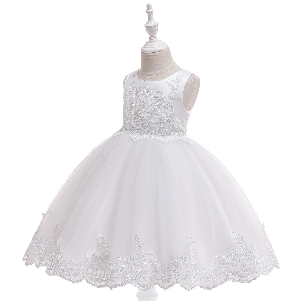 Girls Princess Crochet Lace Wedding Dress