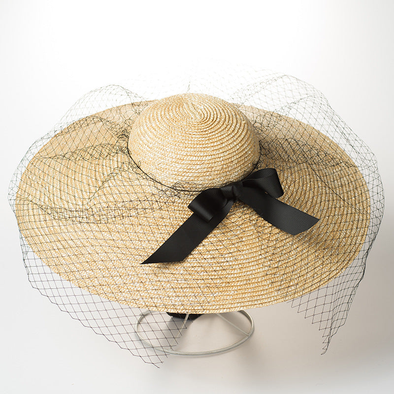 The New British Retro Shallow Top Sunshade Shading Strap Straw Hat