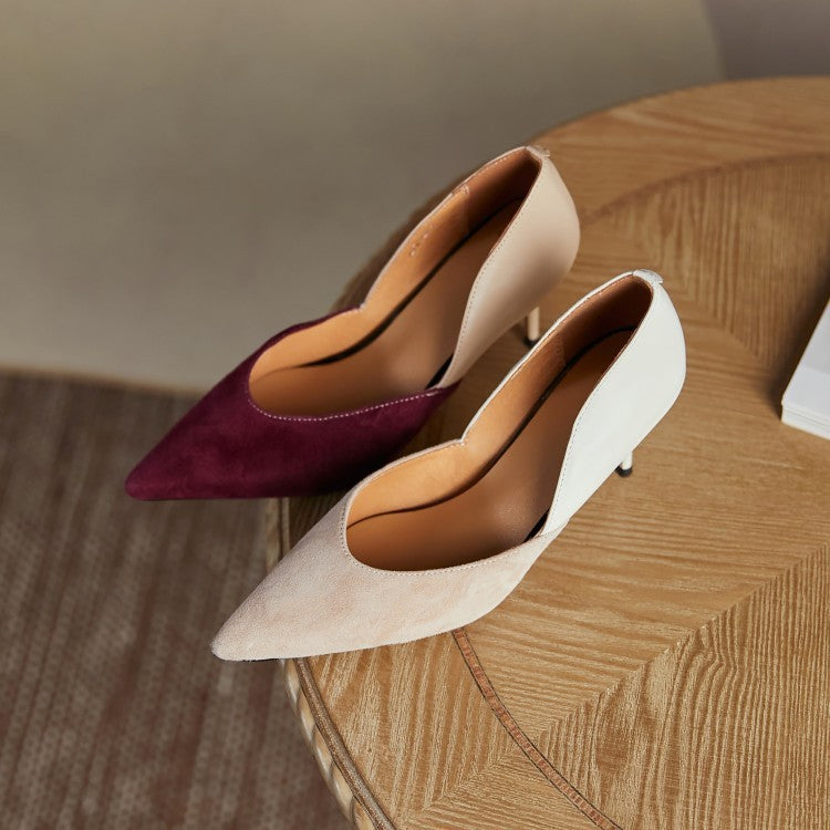 Commuter High Heels Women's Pointed-toe Colorblock Shallow Mouth