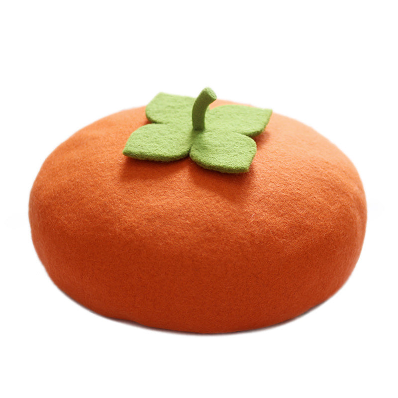 Women's Creative Handmade Woolen Cute Fruit Painter Hat