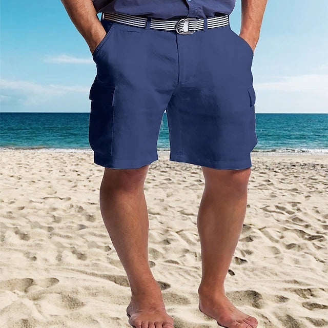 Multi-pocket Straight Plain Comfortable Breathable Shorts