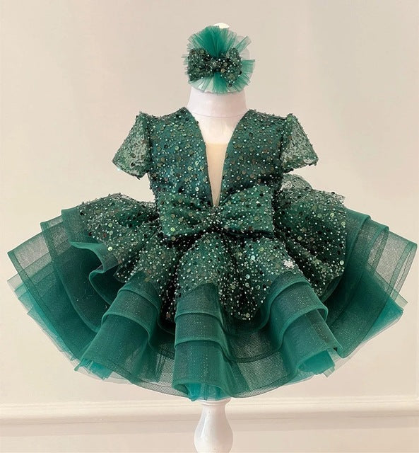 Sequin Girls' Poncho Skirt Full Dress