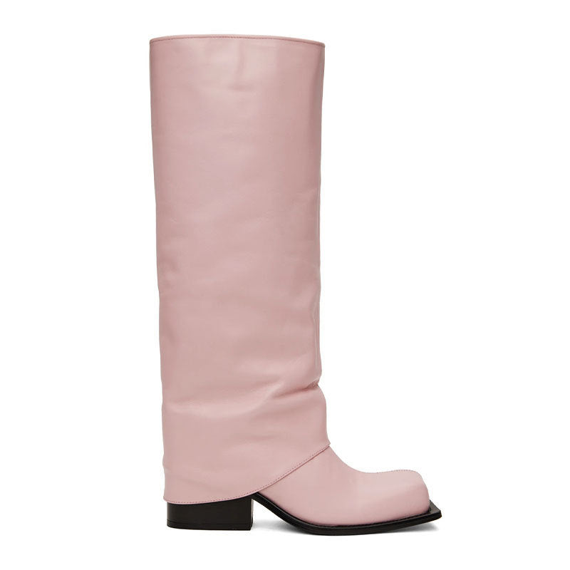 Large Apron Boots Thick Square Round Head Long Canister Boots