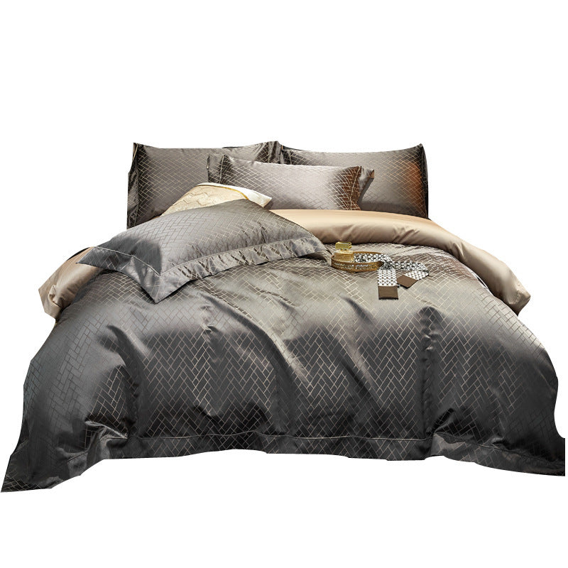 European-style Luxury 140 High-end Brocade Four-piece Jacquard Beddings Cotton Satin Quilt Cover Bed Sheet Quilt 18 Bedding