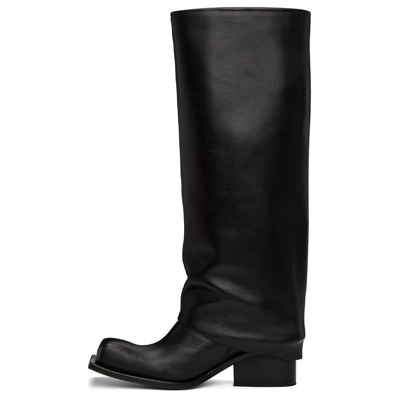 Large Apron Boots Thick Square Round Head Long Canister Boots