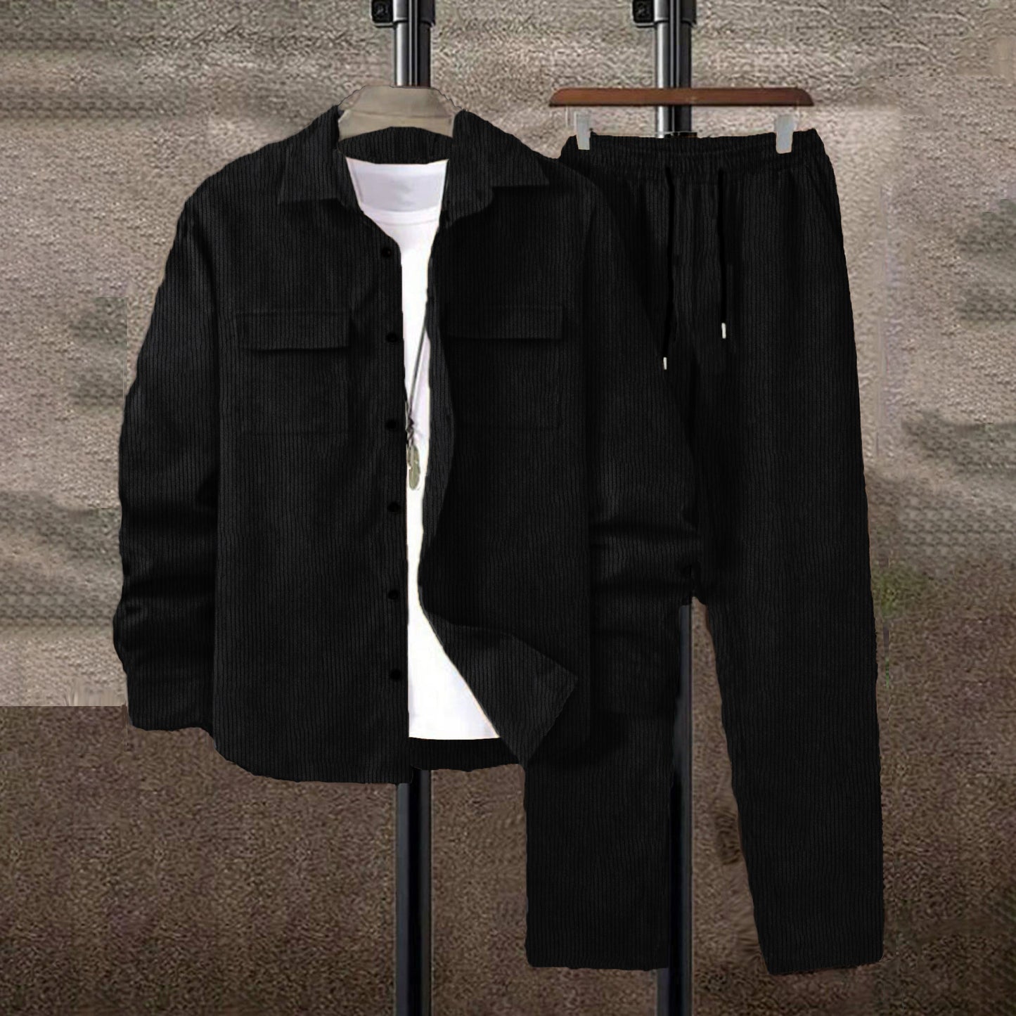 Simple Casual Men's Corduroy Suit