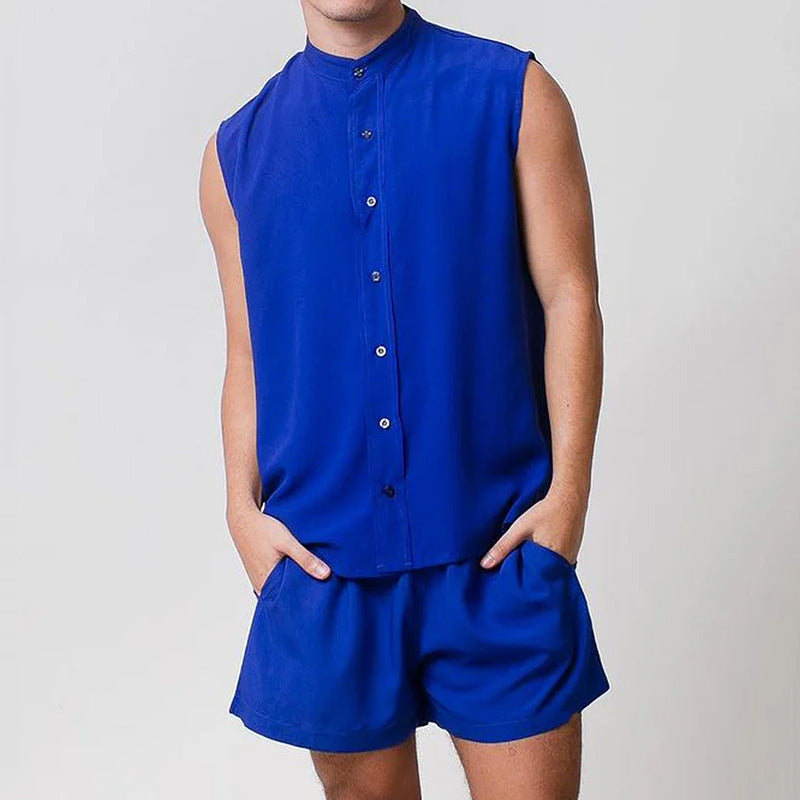 Men's Casual Loose Sleeveless Shirt Shorts