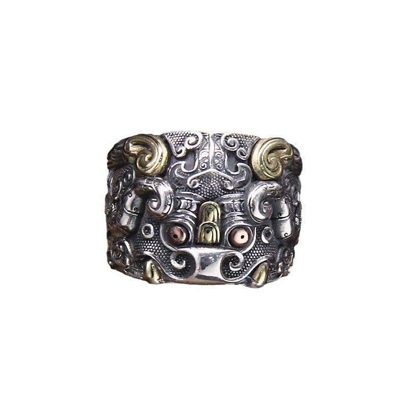 S925 Sterling Silver Vintage Dragon Pattern Ring