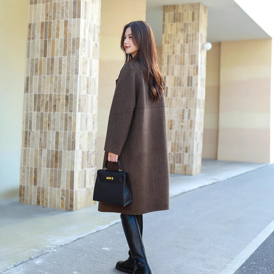 Double-sided Wool Overcoat Women's Mid-length Woolen Coat