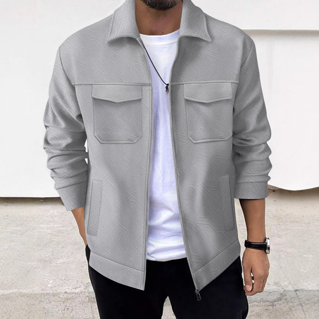 Lapel Zipper Casual Jacket Men's Coat